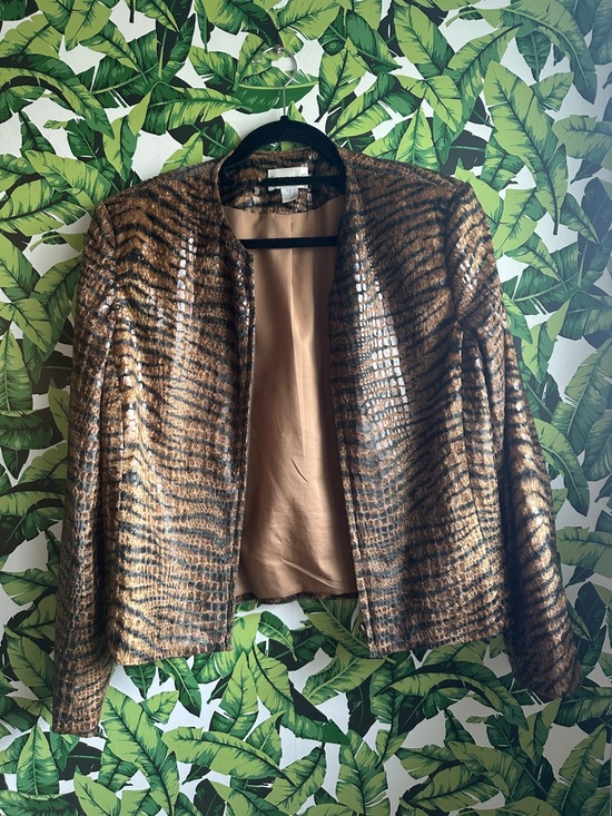 Conrad C Collection Jackets & Blazers - Metallic Brown Animal-Print Women's Jacket